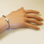 Stainless Steel Silver-Tone Hamsa Evil Eye White CZ Stretch Bracelet