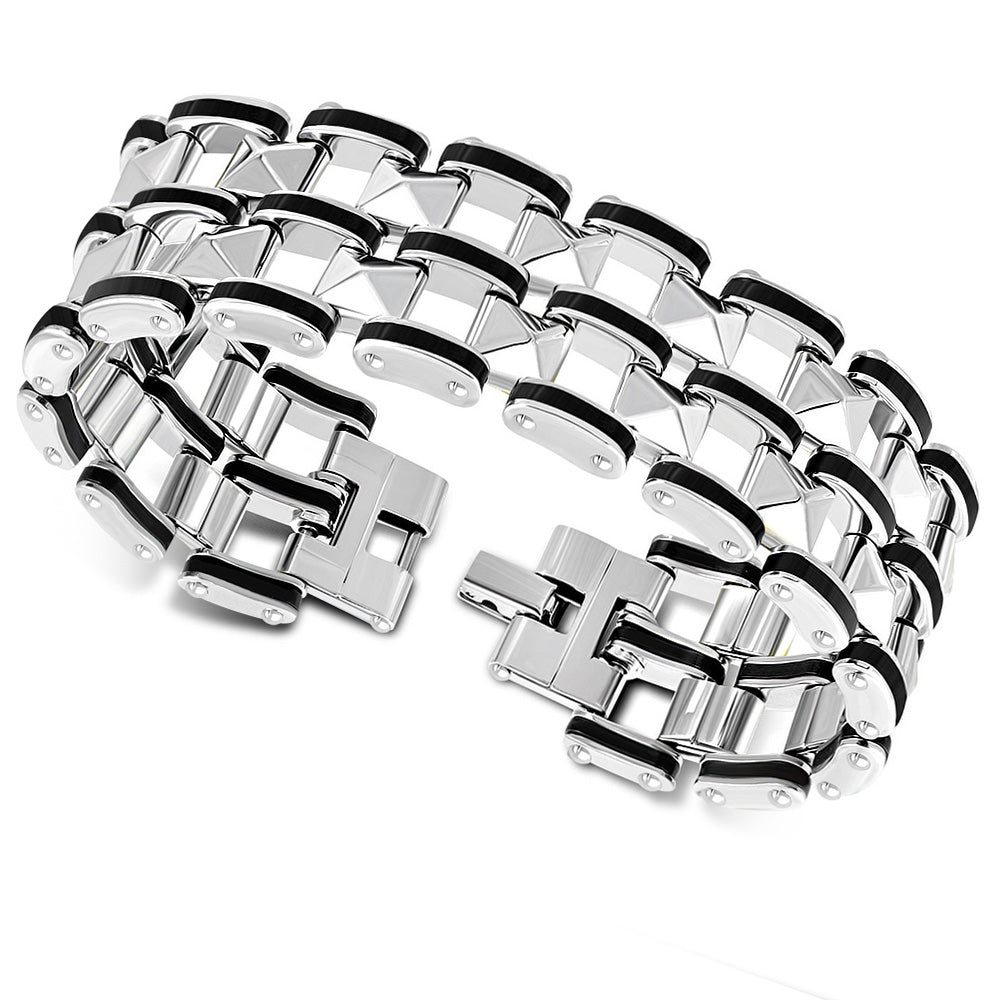 Silver-Tone Wide Men's Link Bracelet