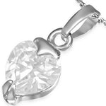 My Daily Styles Fashion Alloy Silver-Tone Love Heart CZ Womens Pendant Necklace