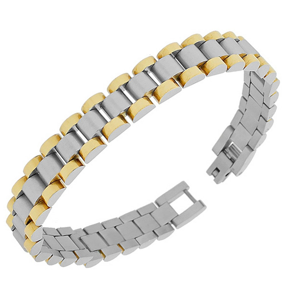 Stainless Steel Two-Tone Men's Links Chain Bracelet