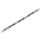 Stainless Steel Black Yellow Gold-Tone Silver-Tone CZ Greek Key Link Mens Bracelet