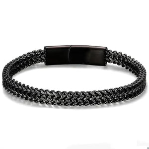 My Daily Styles Men's Stainless Stainless Steel Chain Braided Square Reversible Bracelet, 9 Inch, Multiple Finishes
