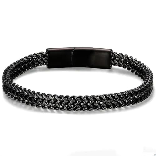 My Daily Styles Men's Stainless Stainless Steel Chain Braided Square Reversible Bracelet, 9 Inch, Multiple Finishes