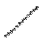 Stainless Steel Silver-Tone Grinning Skull Rose Men's Link Bracelet