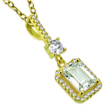925 Sterling Silver Rectangular Round CZ Elegant Pendant Necklace, 18"
