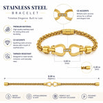 My Daily Styles Women's Gold Tone Stainless Steel Bracelet with CZ Accent Clasp, 8 Inch Multi Strand Link Chain Bracelet, Polished Finish, Fashion Jewelry Gift for Women