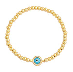 My Daily Styles Sterling Silver Evil Eye Beaded Stretch Bracelet, Blue Simulated Turquoise Center with Crystal Accents