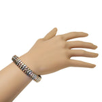 Stainless Steel Gold-Tone and Silver-Tone White CZ Stretch Bracelet