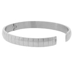 Stainless Steel Silver-Tone Faceted Cuff Bangle Bracelet