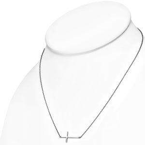 925 Sterling Silver Sideways Cross Necklace for Women