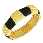 Fashion Alloy Yellow Gold-Tone Black Enamel Spikes Bangle Bracelet