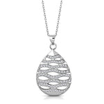 925 Sterling Silver Clear CZ Teardrop Ornament Large Statement Pendant Necklace