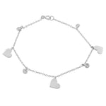 925 Sterling Silver Yellow Gold-Tone White CZ Love Heart Womens Girls Link Chain Bracelet