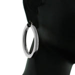 Stainless Steel Silver-Tone Classic Hoop Earrings
