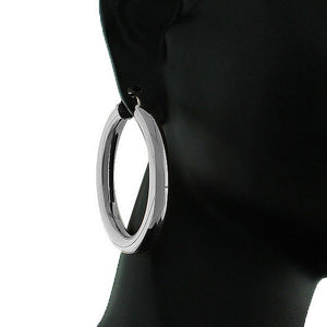 Stainless Steel Silver-Tone Classic Hoop Earrings