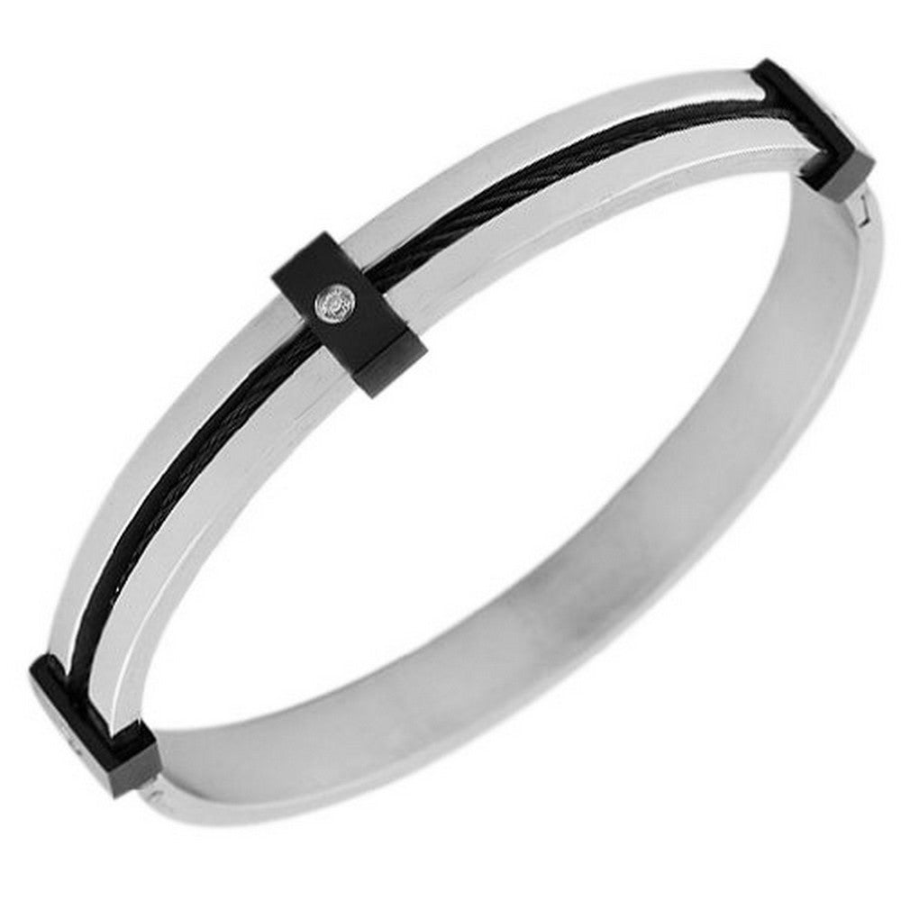 Stainless Steel Two-Tone White CZ Womens Bracelet