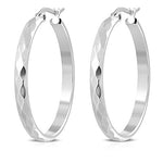 Stainless Steel Silver-Tone Classic Hoop Round Earrings, 1.25"