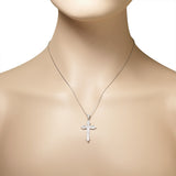 Cubic Zirconia Pavé Cross Necklace Pendant Sterling Silver