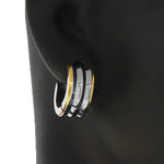 Stainless Steel Two-Tone Polished Hoop Huggie Earrings