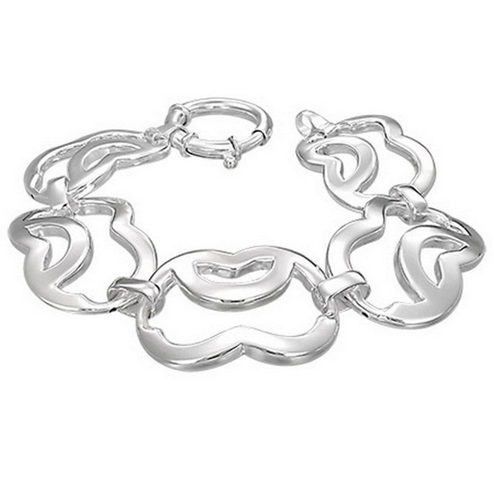 Heart Charm Link Chain Womens Bracelet