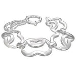 925 Sterling Silver Heart Charm Link Chain Womens Bracelet