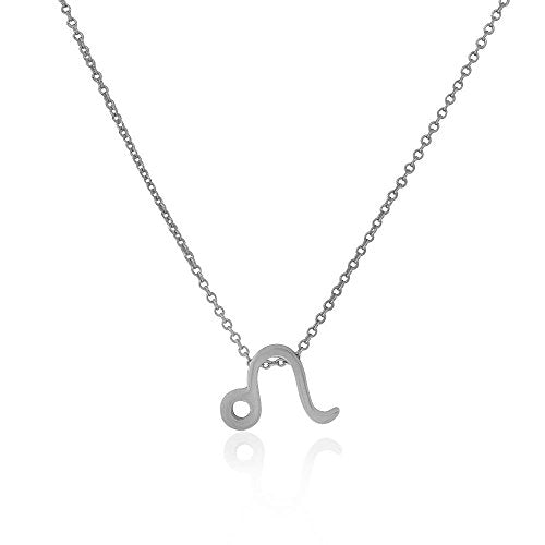 925 Sterling Silver Yellow Gold-Tone Small Zodiac Sign Pendant Necklace - Leo