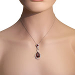 925 Sterling Silver red Ruby-Tone CZ Teardrop Large Statement Pendant Necklace