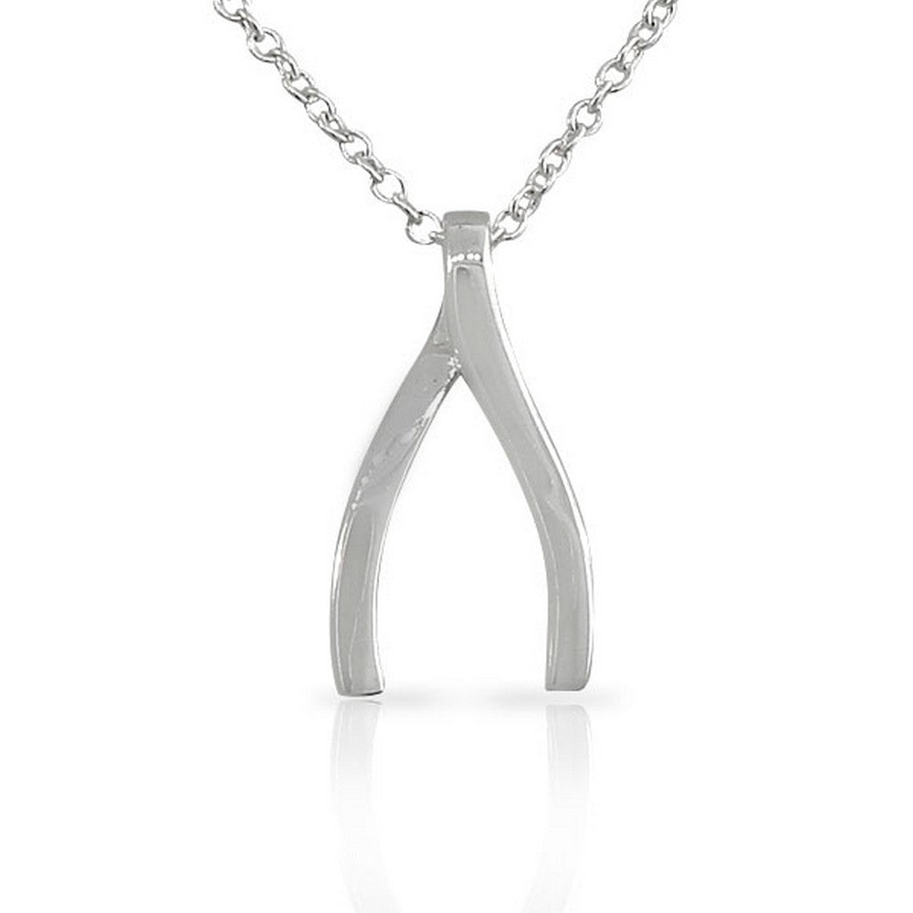 925 Sterling Silver Classic Polished Wishbone Womens Girls Pendant Necklace