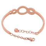 Stainless Steel Baguette White CZ Rose Gold-Tone Adjustable Bangle Bracelet