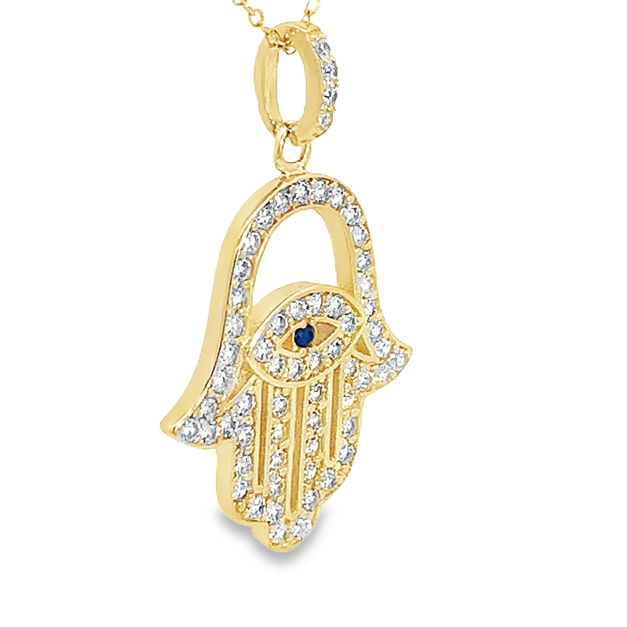 My Daily Styles 925 Sterling Silver Hamsa CZ Pendant Necklace