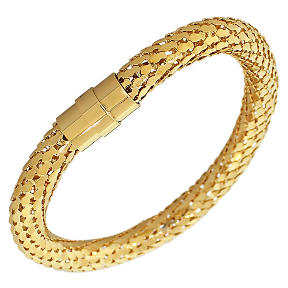 Stainless Steel Yellow Gold-Tone Tube Snakeskin Bangle Bracelet