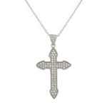 925 Sterling Silver Womens Classic Latin Cross CZ Religious Pendant Necklace