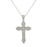 Cubic Zirconia Pavé Cross Necklace Pendant Sterling Silver