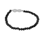 925 Sterling Silver Simulated Onyx Turquoise-Tone Opal Infinity Stretch Bracelet