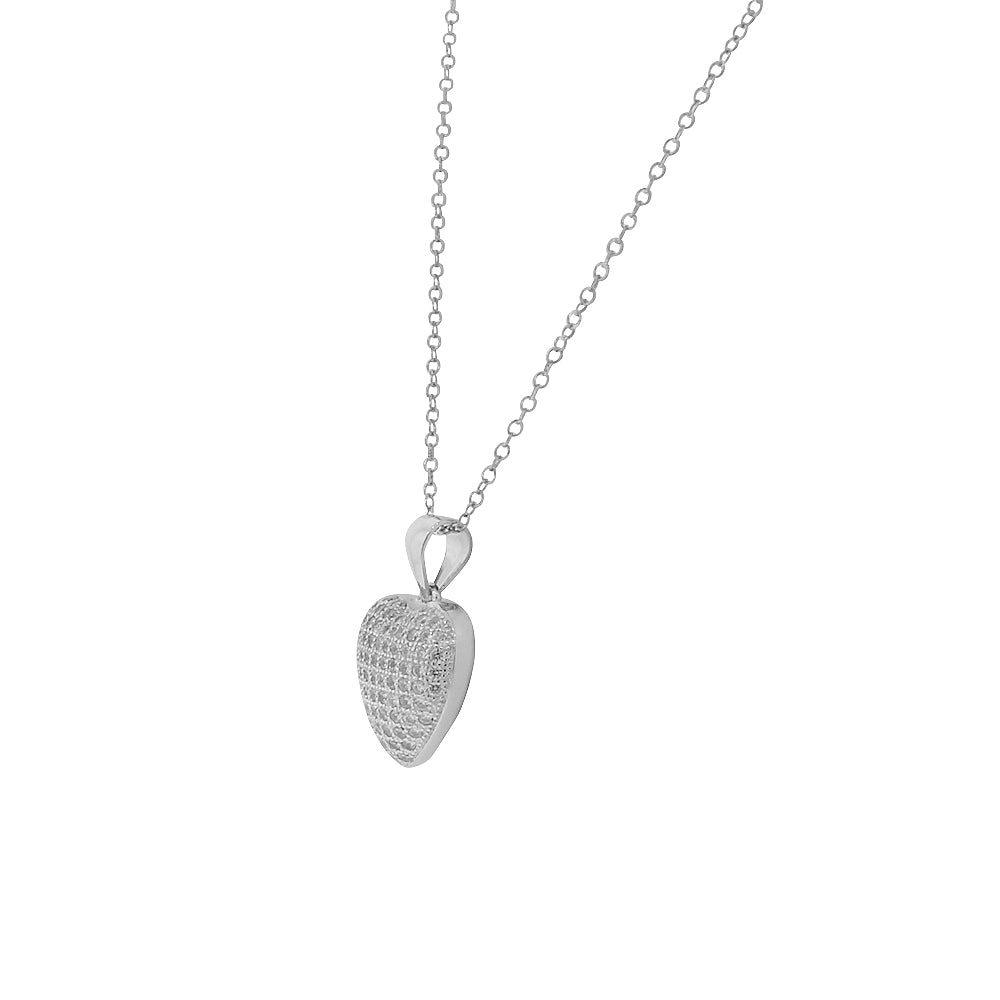 Sterling Silver White Clear CZ Love Heart Chandelier Dangle Earrings Pendant Necklace Set
