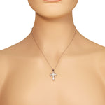 925 Sterling Silver Womens White CZ Classic Cross Religious Pendant Necklace