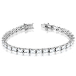 925 Sterling Silver Rectengular White Clear CZ Tennis Bracelet, 7"