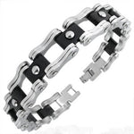 Stainless Steel Silver Black Two-Tone Mens Links Chain Bracelet