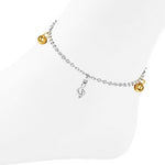 Stainless Steel Two-Tone Musical Clef Music Womens Adjustable Anklet Bracelet