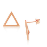 925 Sterling Silver Cut-Out Shape Geometric Geo Triangle Stud Earrings, 0.55"