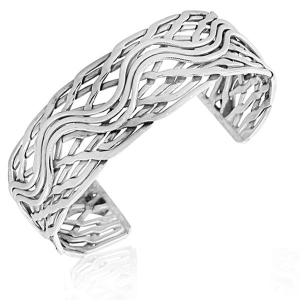 925 Sterling Silver Classic Open End Womens Cuff Bangle Bracelet