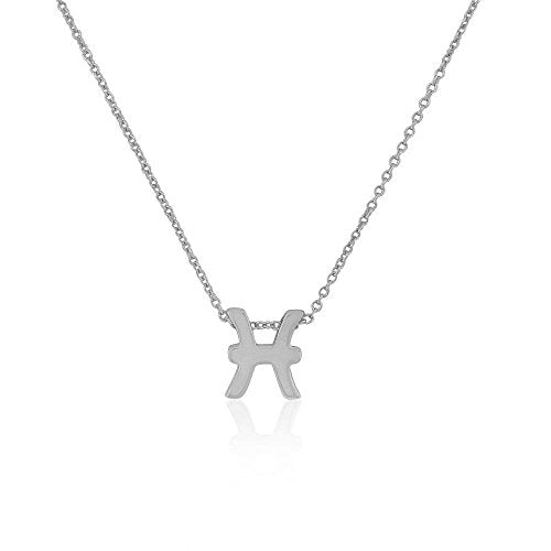 925 Sterling Silver Small Zodiac Sign Pendant Necklace - Pisces