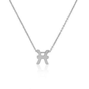925 Sterling Silver Small Zodiac Sign Pendant Necklace - Pisces