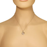 925 Sterling Silver Tree Leaf Design White CZ Pendant Necklace