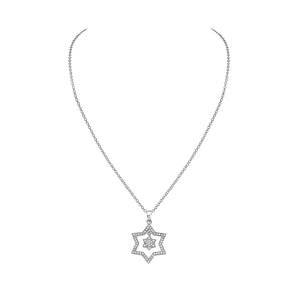 925 Sterling Silver Jewish Star of David White CZ Pendant Necklace