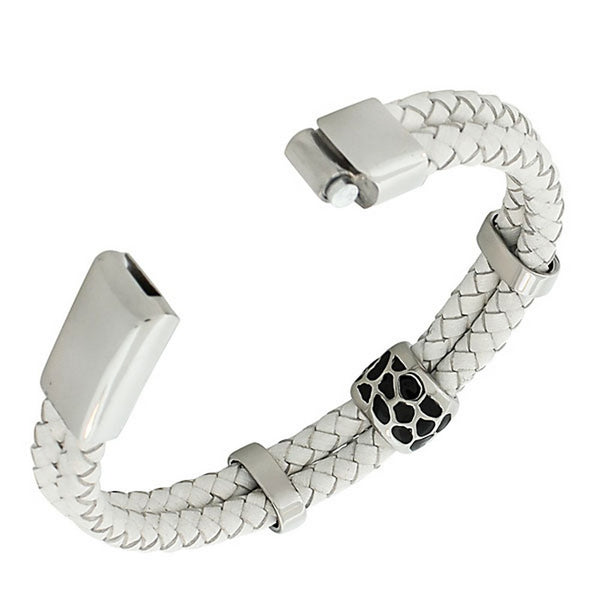 White Stones Leather Band