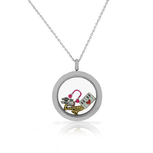 Stainless Steel Music Piano Saxophone Guitar Locket Pendant Necklace - Charms Included
