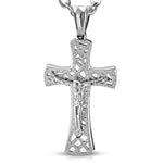 Stainless Steel Silver-Tone Jesus Cross Crucifix Pendant Necklace