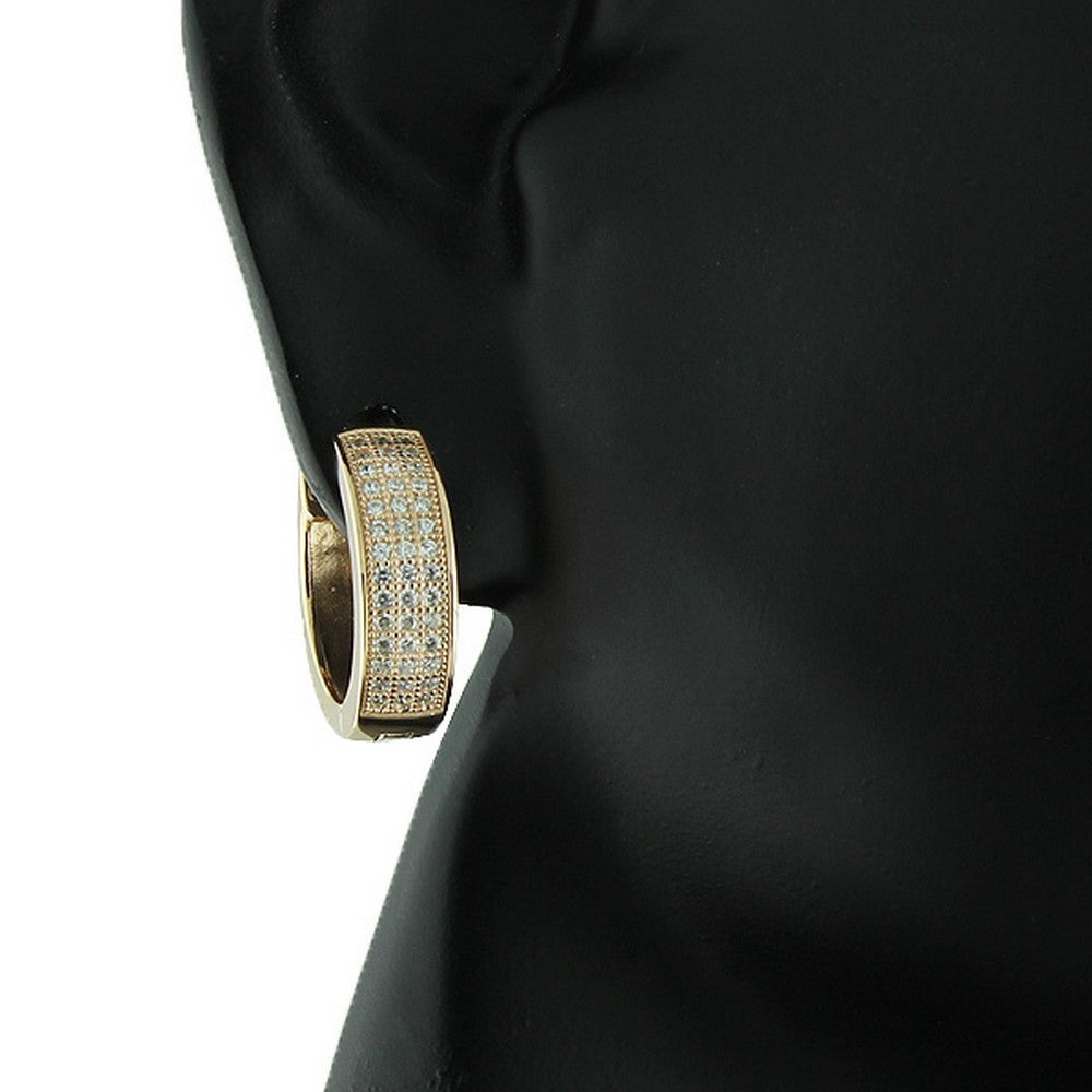925 Sterling Silver White CZ Hoop Huggie Earrings