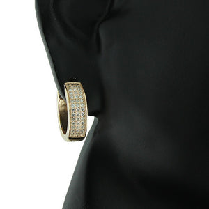 925 Sterling Silver White CZ Hoop Huggie Earrings